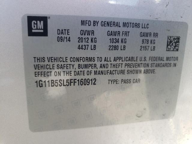 Photo 10 from auction – 2015 CHEVROLET MALIBU LS with VIN 1G11B5SL5FF160912