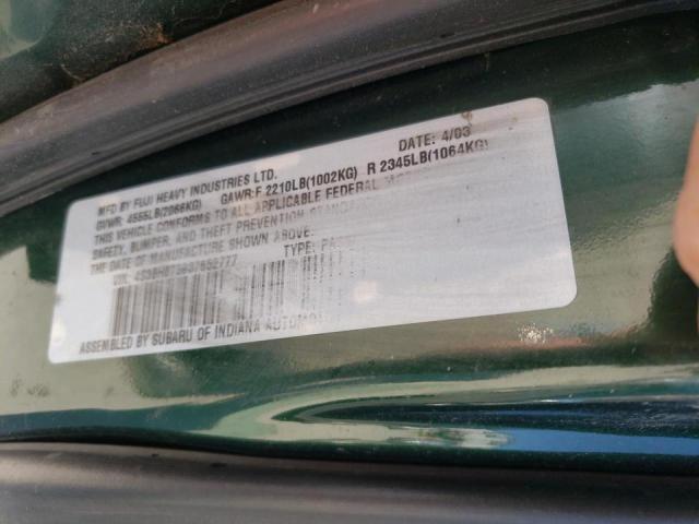 Photo 10 from auction – 2003 SUBARU LEGACY OUT with VIN 4S3BH675937652777