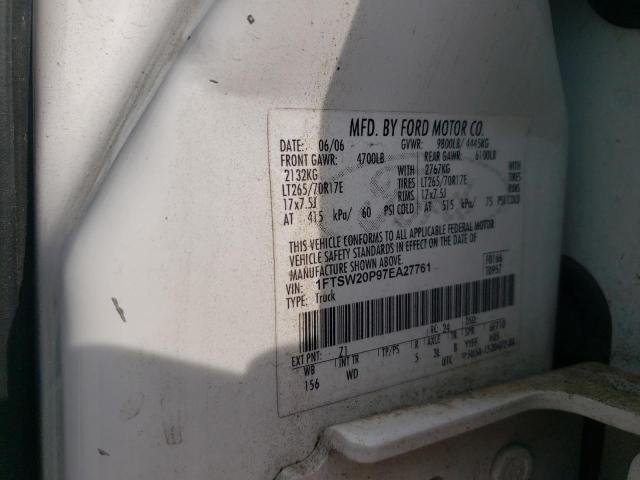 Photo 10 from auction – 2007 FORD F250 SUPER with VIN 1FTSW20P97EA27761