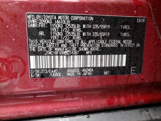 Photo 10 from auction – 2021 TOYOTA RAV4 XLE P with VIN JTMC1RFVXMD074087