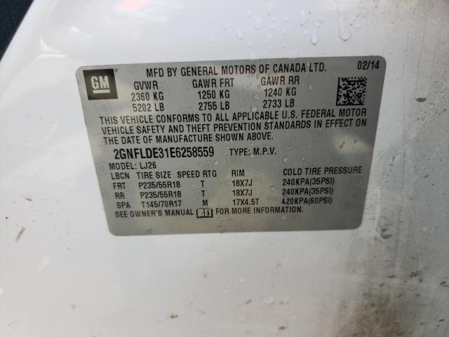 Photo 10 from auction – 2014 CHEVROLET EQUINOX LT with VIN 2GNFLDE31E6258559