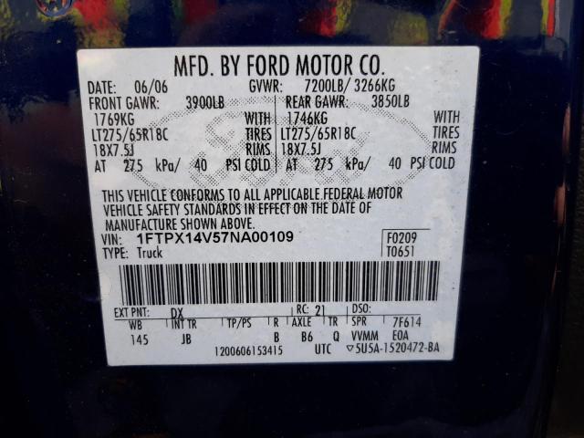 Photo 10 from auction – 2007 FORD F150 with VIN 1FTPX14V57NA00109