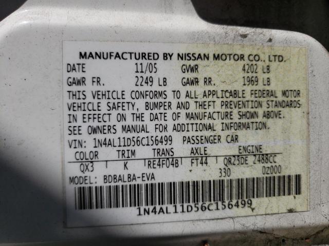 Photo 10 from auction – 2006 NISSAN ALTIMA S with VIN 1N4AL11D56C156499