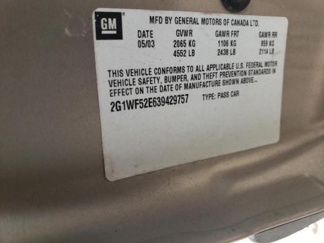 Photo 10 from auction – 2003 CHEVROLET IMPALA with VIN 2G1WF52E639429757