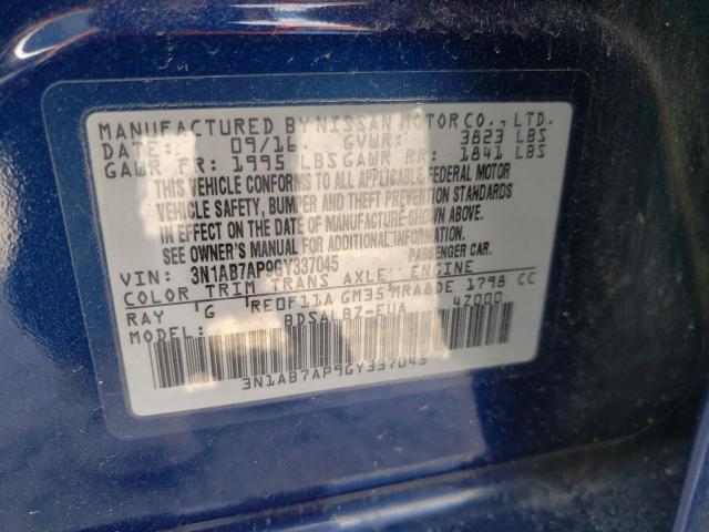 Photo 10 from auction – 2016 NISSAN SENTRA S with VIN 3N1AB7AP9GY337045