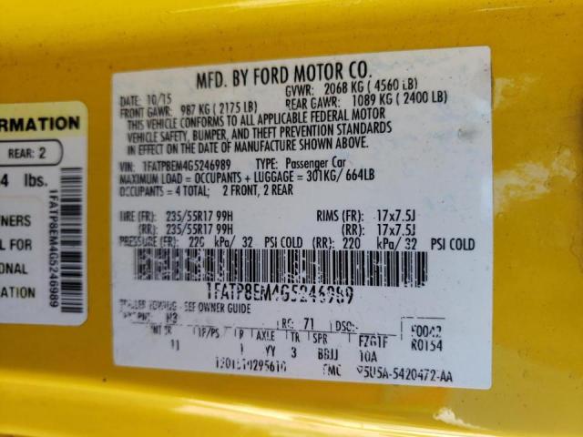 Photo 10 from auction – 2016 FORD MUSTANG with VIN 1FATP8EM4G5246989