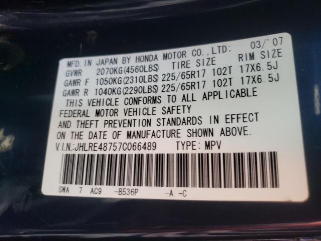 Photo 10 from auction – 2007 HONDA CR-V EXL with VIN JHLRE48757C066489