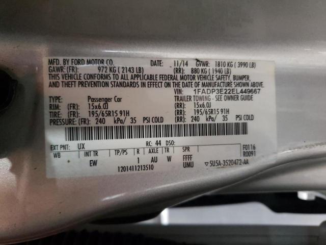 Photo 10 from auction – 2014 FORD FOCUS S with VIN 1FADP3E22EL449667