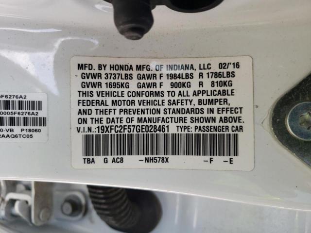 Photo 10 from auction – 2016 HONDA CIVIC LX with VIN 19XFC2F57GE028461