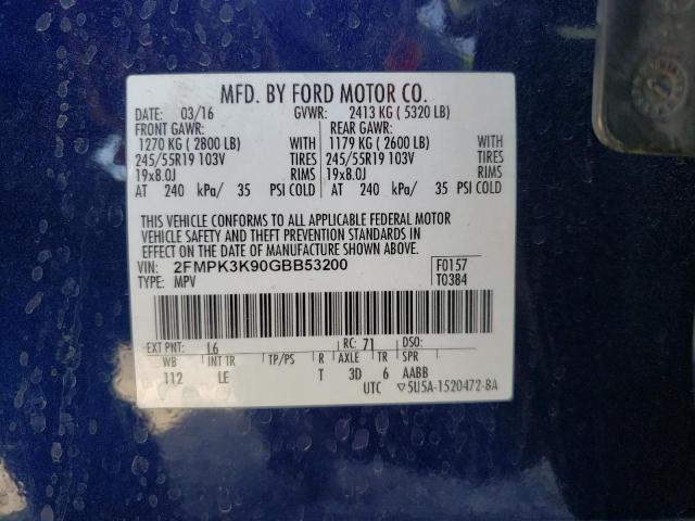 Photo 10 from auction – 2016 FORD EDGE TITAN with VIN 2FMPK3K90GBB53200