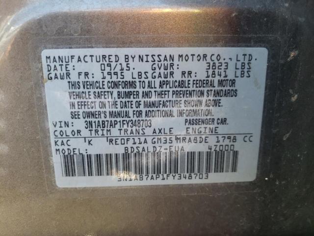 Photo 10 from auction – 2015 NISSAN SENTRA S with VIN 3N1AB7AP1FY348703