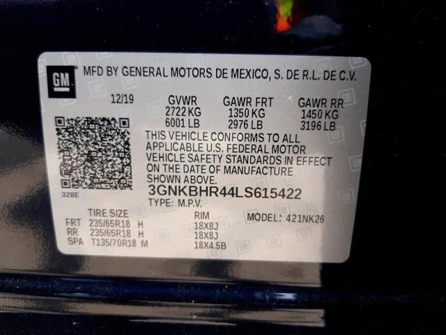 Photo 10 from auction – 2020 CHEVROLET BLAZER 2LT with VIN 3GNKBHR44LS615422