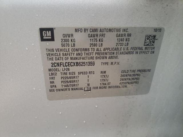 Photo 10 from auction – 2011 CHEVROLET EQUINOX LS with VIN 2CNFLCECXB6251359