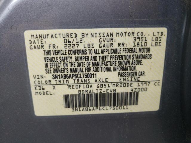 Photo 10 from auction – 2012 NISSAN SENTRA 2.0 with VIN 3N1AB6AP6CL750011