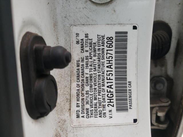 Photo 10 from auction – 2010 HONDA CIVIC with VIN 2HGFA1F51AH571608