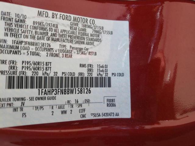 Photo 10 from auction – 2011 FORD FOCUS SE with VIN 1FAHP3FN8BW158126