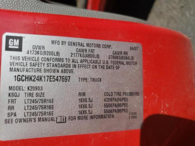 Photo 10 from auction – 2007 CHEVROLET SILVERADO with VIN 1GCHK24K17E547697