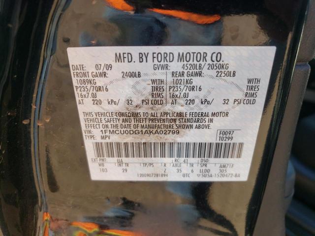 Photo 10 from auction – 2010 FORD ESCAPE XLT with VIN 1FMCU0DG1AKA02799