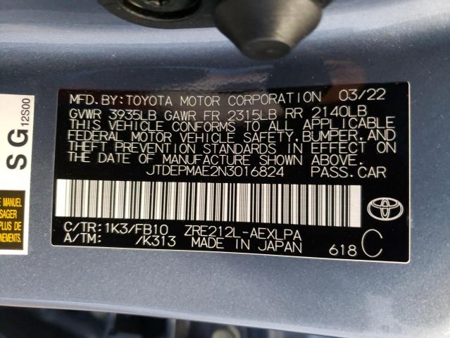 Photo 10 from auction – 2022 TOYOTA COROLLA LE with VIN JTDEPMAE2N3016824