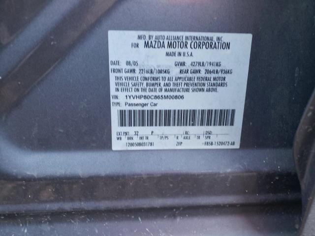 Photo 10 from auction – 2006 MAZDA 6 I with VIN 1YVHP80C865M00806