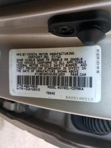 Photo 10 from auction – 2002 TOYOTA CAMRY LE with VIN 4T1BE32KX2U621263