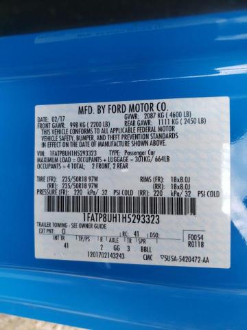 Photo 10 from auction – 2017 FORD MUSTANG with VIN 1FATP8UH1H5293323
