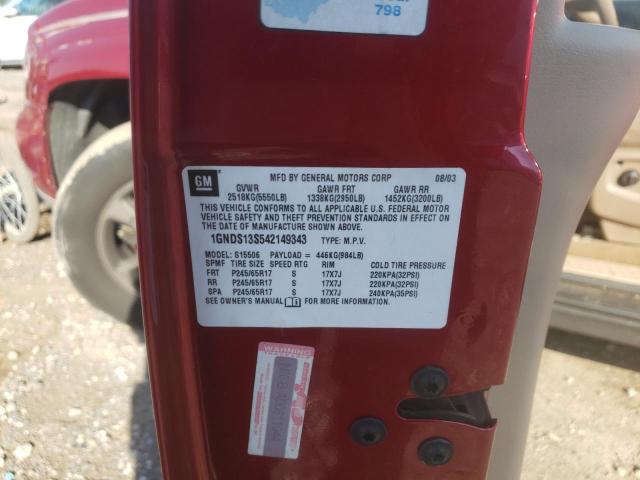 Photo 10 from auction – 2004 CHEVROLET TRAILBLAZE with VIN 1GNDS13S542149343