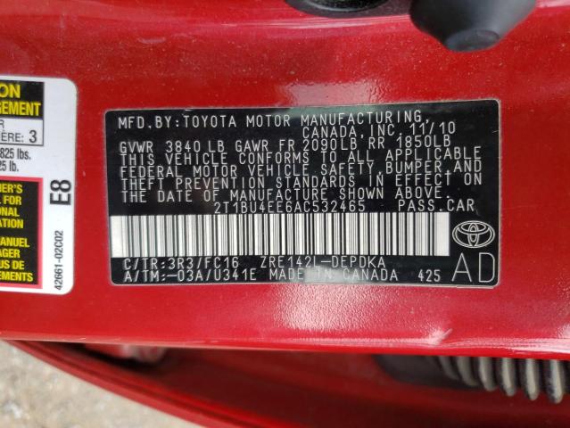 Zdjęcie 10 z aukcji – 2010 TOYOTA COROLLA BA z VIN 2T1BU4EE6AC532465