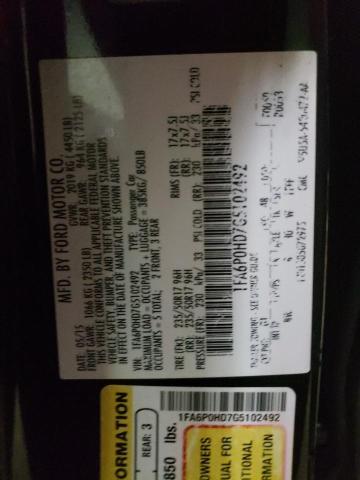 Photo 10 from auction – 2016 FORD FUSION SE with VIN 1FA6P0HD7G5102492