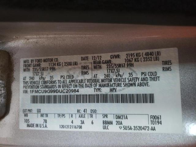 Photo 10 from auction – 2013 FORD ESCAPE SE with VIN 1FMCU9G99DUC20984
