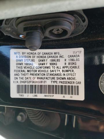 Photo 10 from auction – 2018 HONDA CIVIC LX with VIN 2HGFC2F5XJH508121