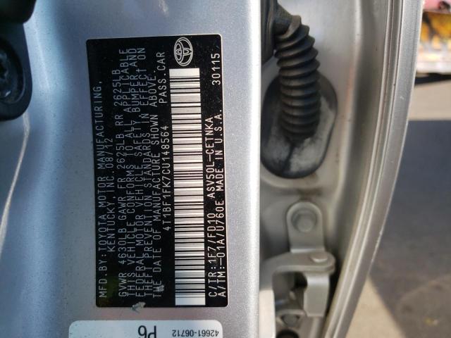 Photo 10 from auction – 2012 TOYOTA CAMRY BASE with VIN 4T1BF1FK7CU148564