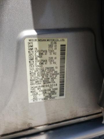 Photo 10 from auction – 2006 NISSAN PATHFINDER with VIN 5N1AR18U86C663018