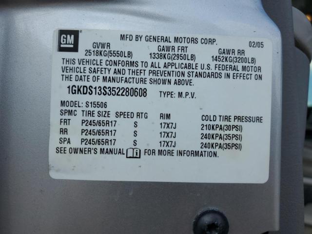 Photo 10 from auction – 2005 GMC ENVOY with VIN 1GKDS13S352280608