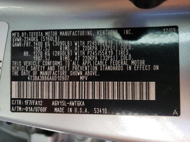 Photo 10 from auction – 2010 TOYOTA VENZA with VIN 4T3BA3BB6AU010907
