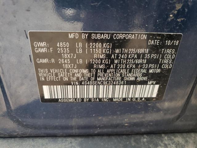 Photo 10 from auction – 2019 SUBARU OUTBACK 3. with VIN 4S4BSENC9K3248361