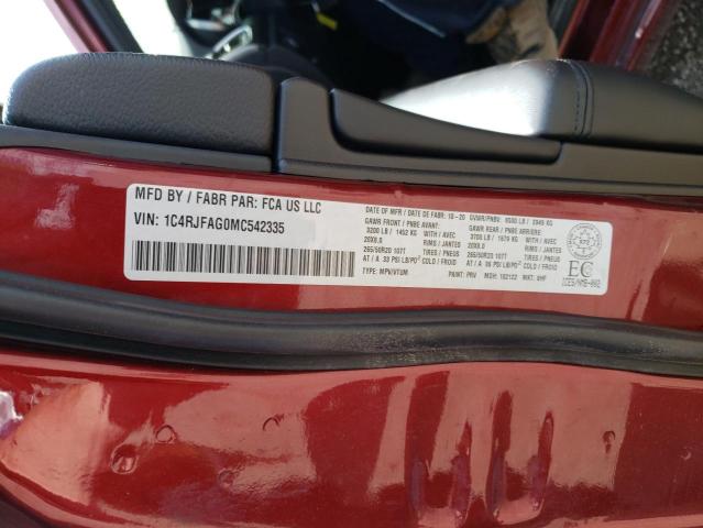 Photo 10 from auction – 2021 JEEP GRAND CHER with VIN 1C4RJFAG0MC542335