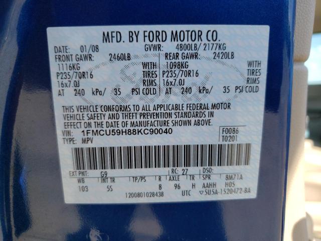 Photo 10 from auction – 2008 FORD ESCAPE HEV with VIN 1FMCU59H88KC90040