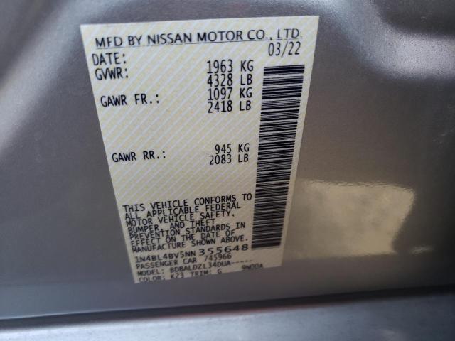 Photo 10 from auction – 2022 NISSAN ALTIMA S with VIN 1N4BL4BV5NN355648