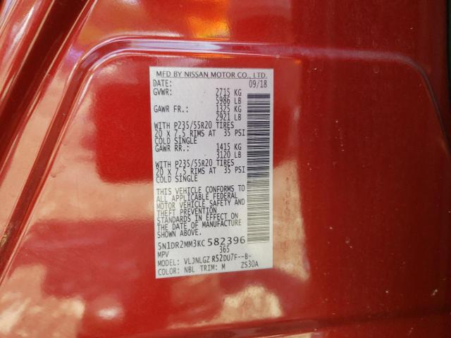 Photo 10 from auction – 2019 NISSAN PATHFINDER with VIN 5N1DR2MM3KC582396