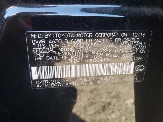 Photo 10 from auction – 2017 LEXUS IS 200T with VIN JTHBA1D24H5043891