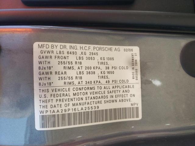 Photo 10 from auction – 2006 PORSCHE CAYENNE with VIN WP1AA29P16LA25539
