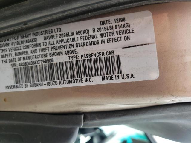 Photo 10 from auction – 1999 SUBARU LEGACY L with VIN 4S3BD4358X7258506