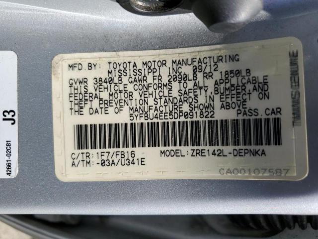 Photo 10 from auction – 2013 TOYOTA COROLLA BA with VIN 5YFBU4EE5DP091822