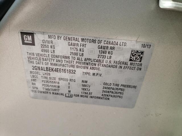 Photo 10 from auction – 2014 CHEVROLET EQUINOX LT with VIN 2GNALBEK4E6161832