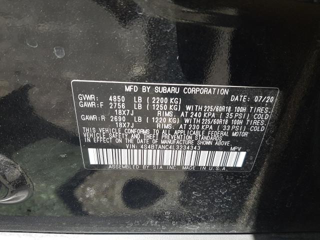 Photo 10 from auction – 2020 SUBARU OUTBACK LI with VIN 4S4BTANC4L3234343