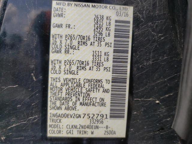 Photo 10 from auction – 2016 NISSAN FRONTIER S with VIN 1N6AD0EV2GN752791