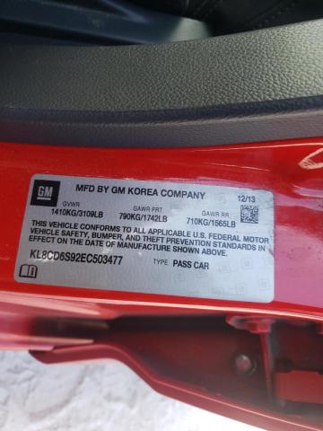 Photo 10 from auction – 2014 CHEVROLET SPARK 1LT with VIN KL8CD6S92EC503477
