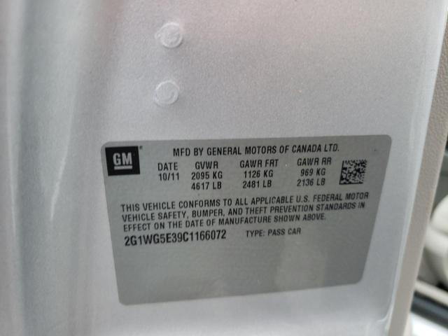 Photo 10 from auction – 2012 CHEVROLET IMPALA LT with VIN 2G1WG5E39C1166072
