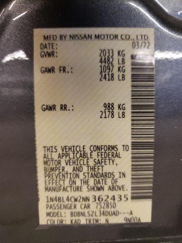 Photo 10 from auction – 2022 NISSAN ALTIMA SR with VIN 1N4BL4CW2NN362435